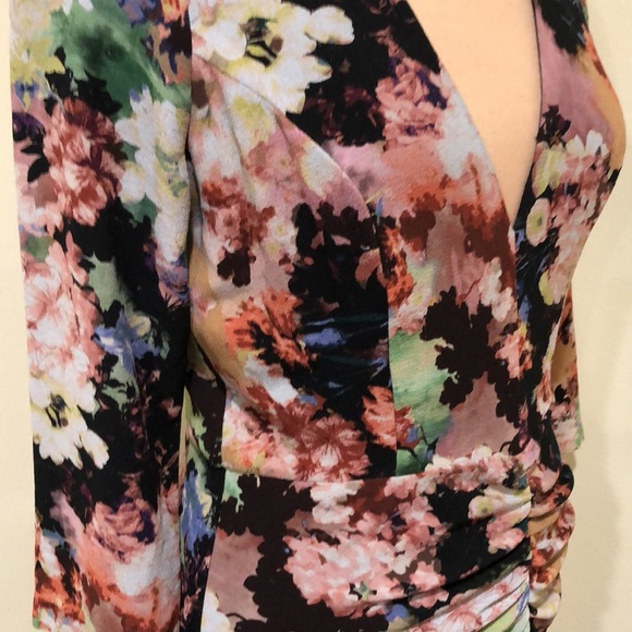 Badgley Mischka Gown Size 8 Black Floral Ruffle Formal Maxi Dress - Picture 6 of 13